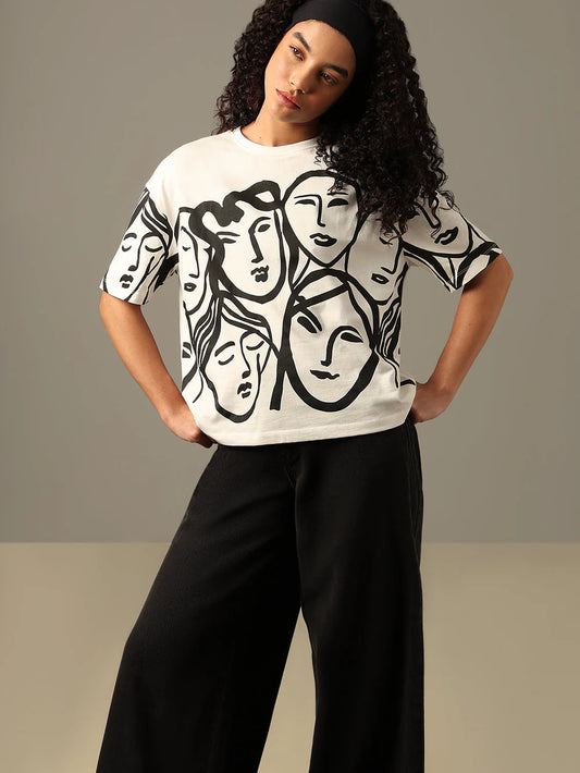 ABSTRACT PRINT COTTON T-SHIRT