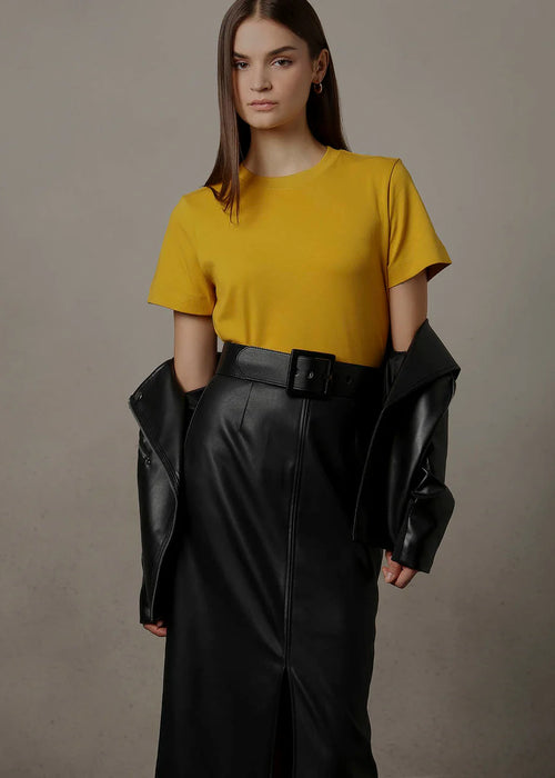 CREW NECK COTTON T-SHIRT - YELLOW